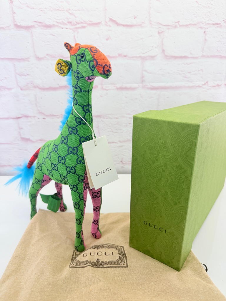 Gucci Limited Edition Multicolor Gg-Print Plush Giraffe Toy Decorative